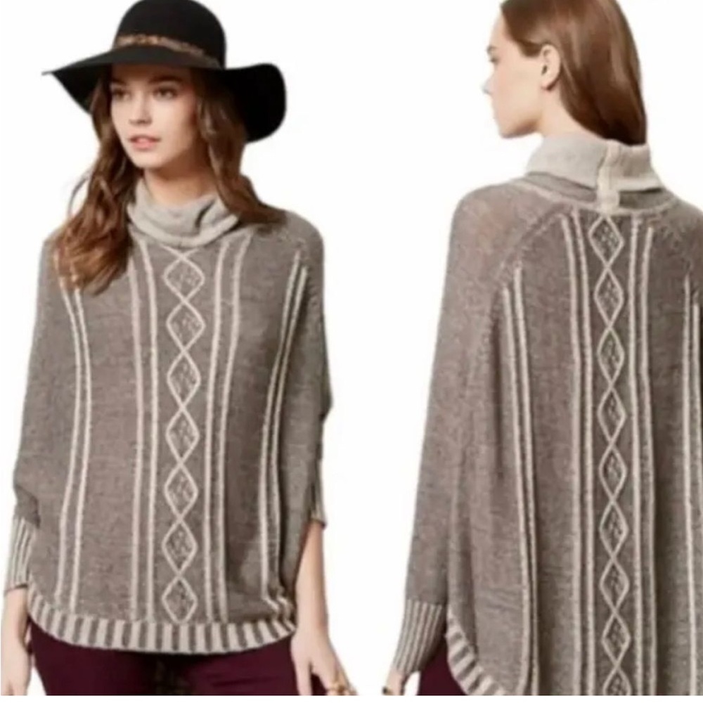 Yoon Delphine Wool Cashmere Blend Cable Knit Cowl Neck Gray Sweater S